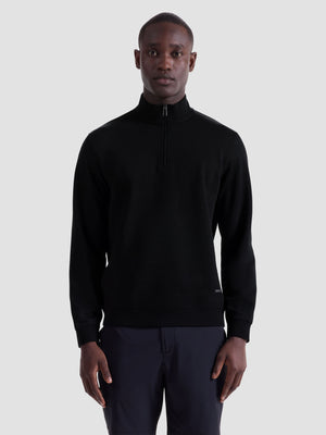 Bugatchi - L/S QUARTER ZIP KNIT - Black