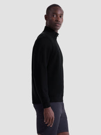 Bugatchi - L/S QUARTER ZIP KNIT - Black