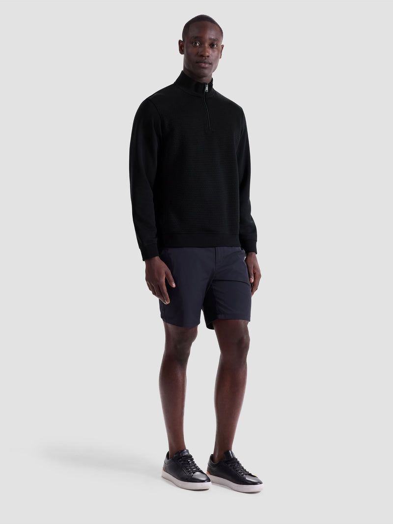 Bugatchi - L/S QUARTER ZIP KNIT - Black