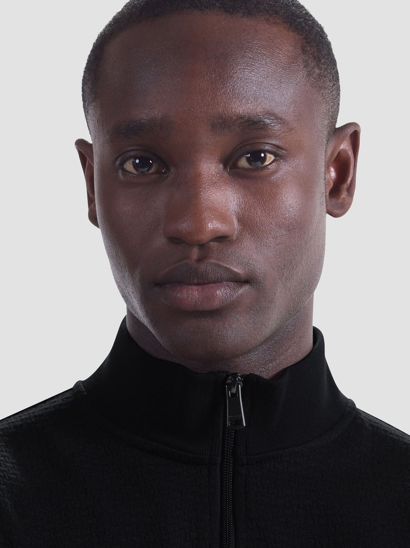 Bugatchi - L/S QUARTER ZIP KNIT - Black