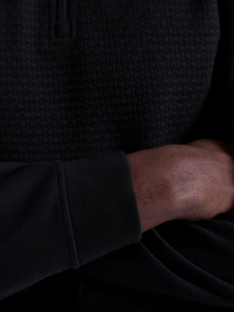 Bugatchi - L/S QUARTER ZIP KNIT - Black