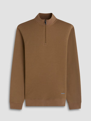Bugatchi - L/S QUARTER ZIP KNIT - Camel