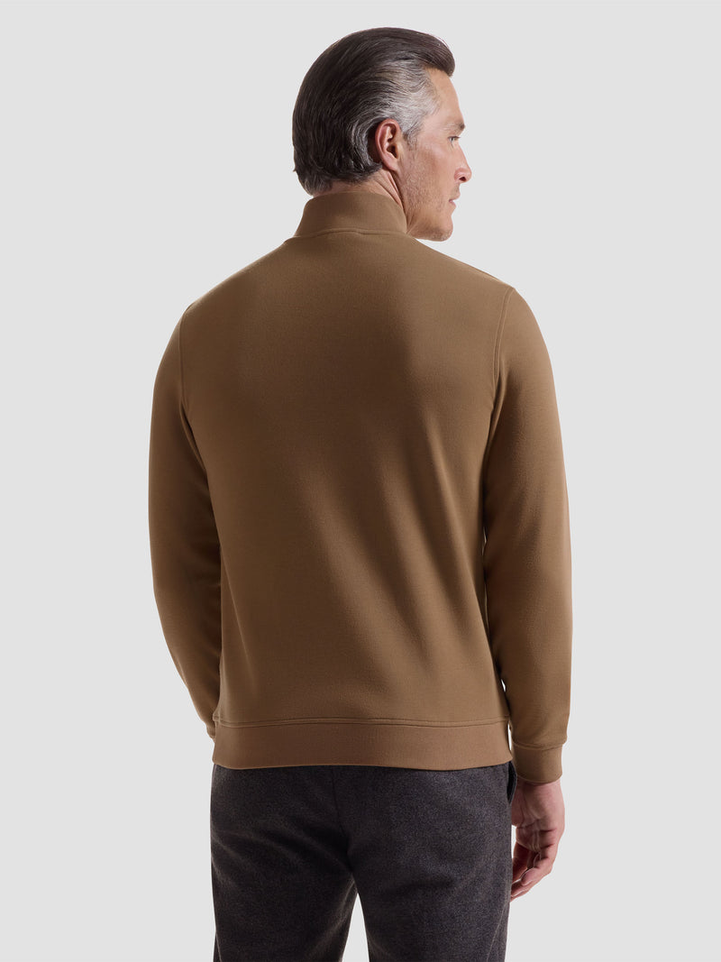 Bugatchi - L/S QUARTER ZIP KNIT - Camel