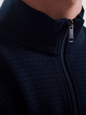 Bugatchi - L/S QUARTER ZIP KNIT - Navy