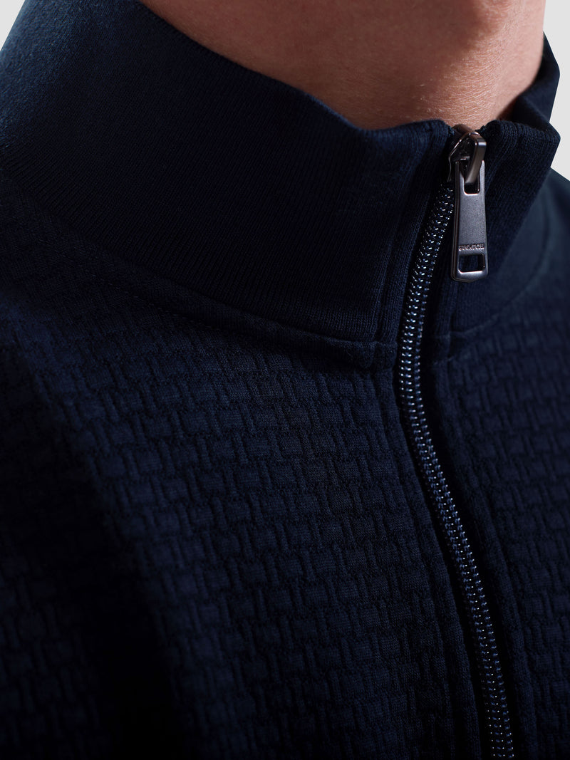 Bugatchi - L/S QUARTER ZIP KNIT - Navy