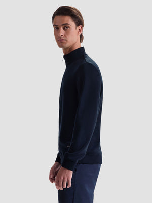 Bugatchi - L/S QUARTER ZIP KNIT - Navy