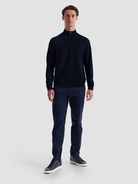 Bugatchi - L/S QUARTER ZIP KNIT - Navy