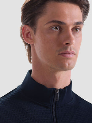 Bugatchi - L/S QUARTER ZIP KNIT - Navy