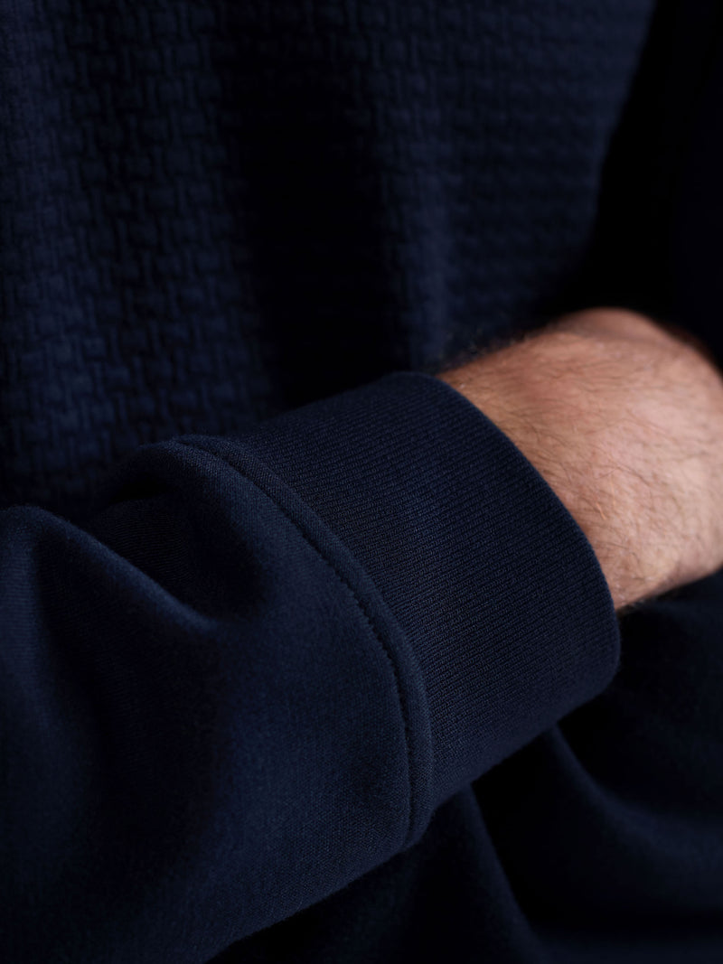 Bugatchi - L/S QUARTER ZIP KNIT - Navy