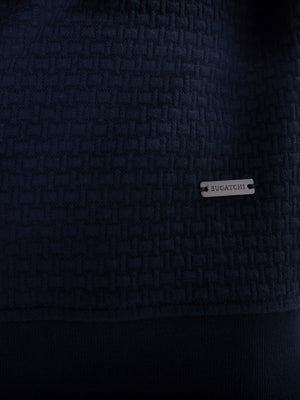 Bugatchi - L/S QUARTER ZIP KNIT - Navy