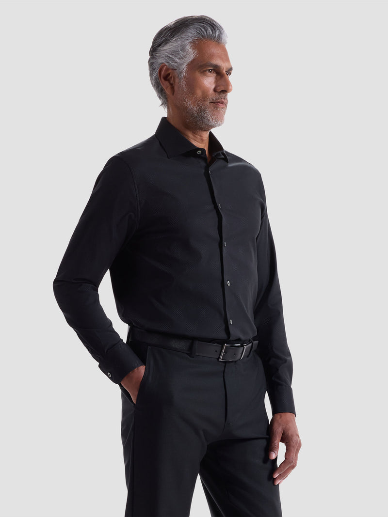 Bugatchi - OoohCotton Shirt - Black Texture