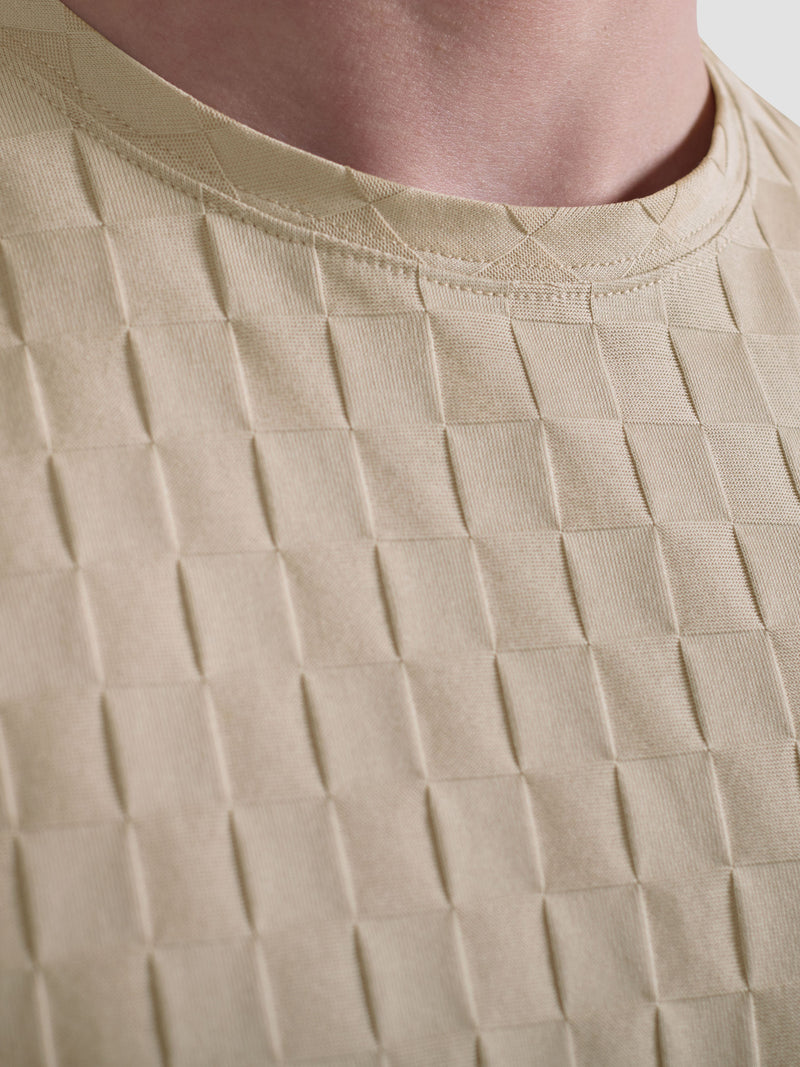 Bugatchi - TSHIRT - Checkerboard Twill - Sand