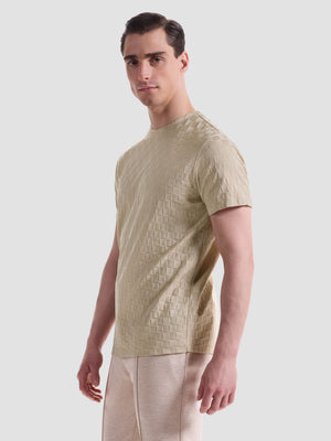 Bugatchi - TSHIRT - Checkerboard Twill - Sand