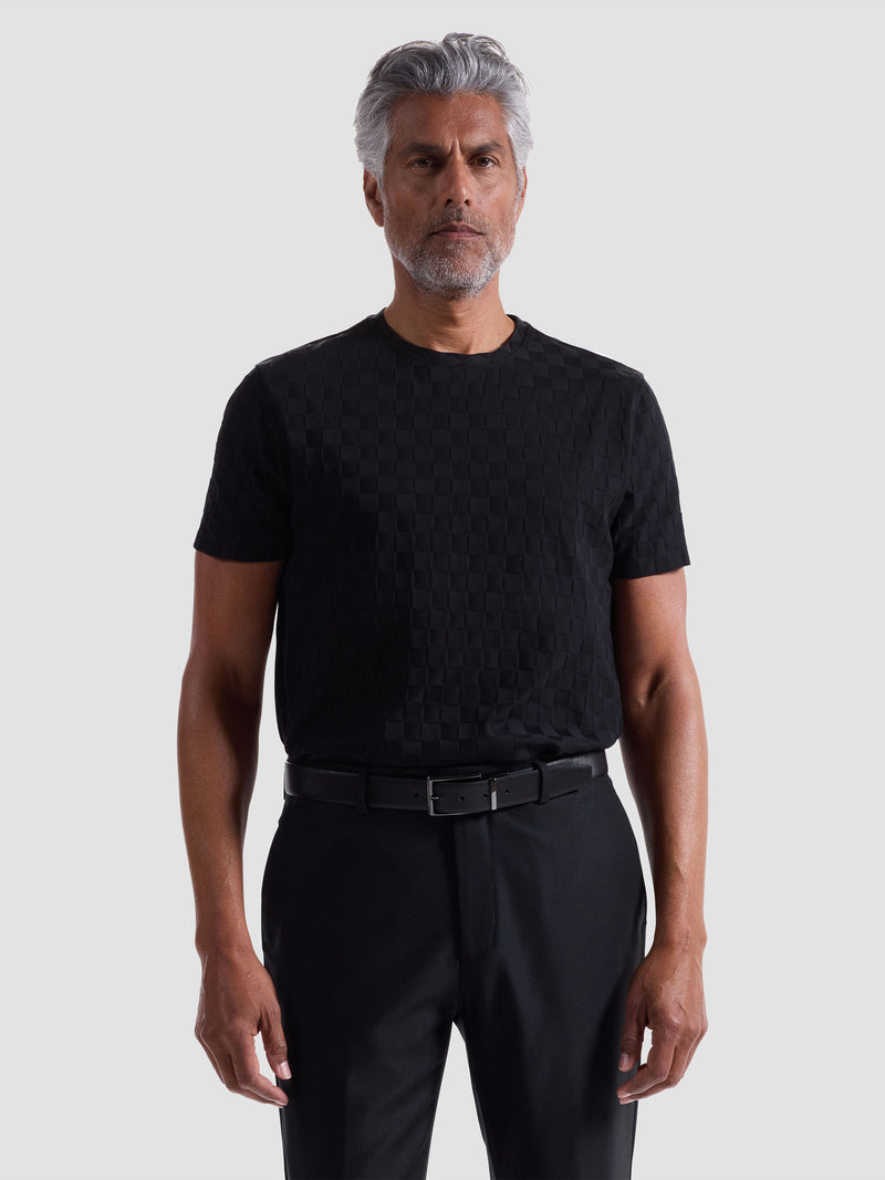 Bugatchi - TSHIRT - Checkerboard Twill - Black