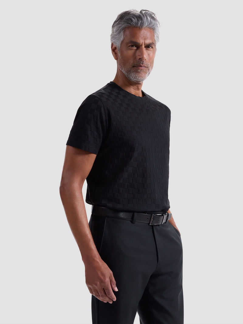 Bugatchi - TSHIRT - Checkerboard Twill - Black