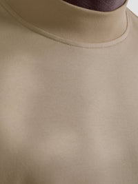 Bugatchi - Solid Mock Neck Long Sleeve Tee - Sand