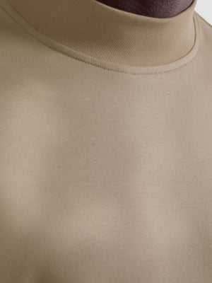 Bugatchi - Solid Mock Neck Long Sleeve Tee - Sand