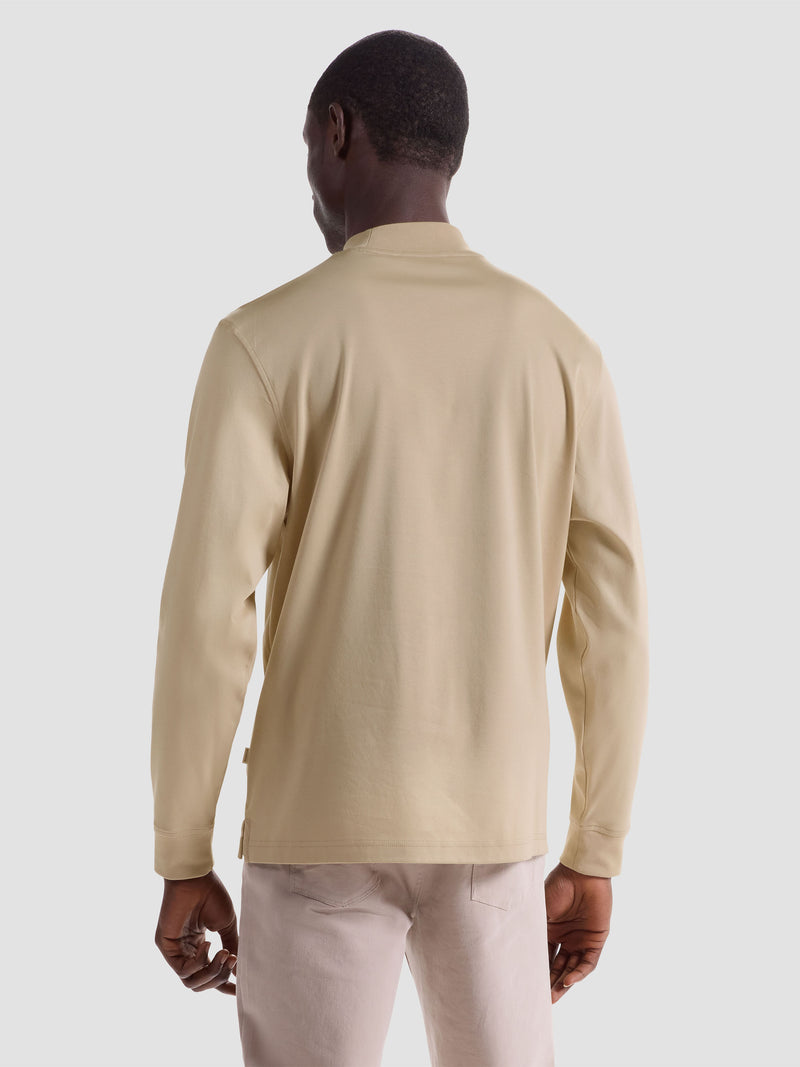 Bugatchi - Solid Mock Neck Long Sleeve Tee - Sand