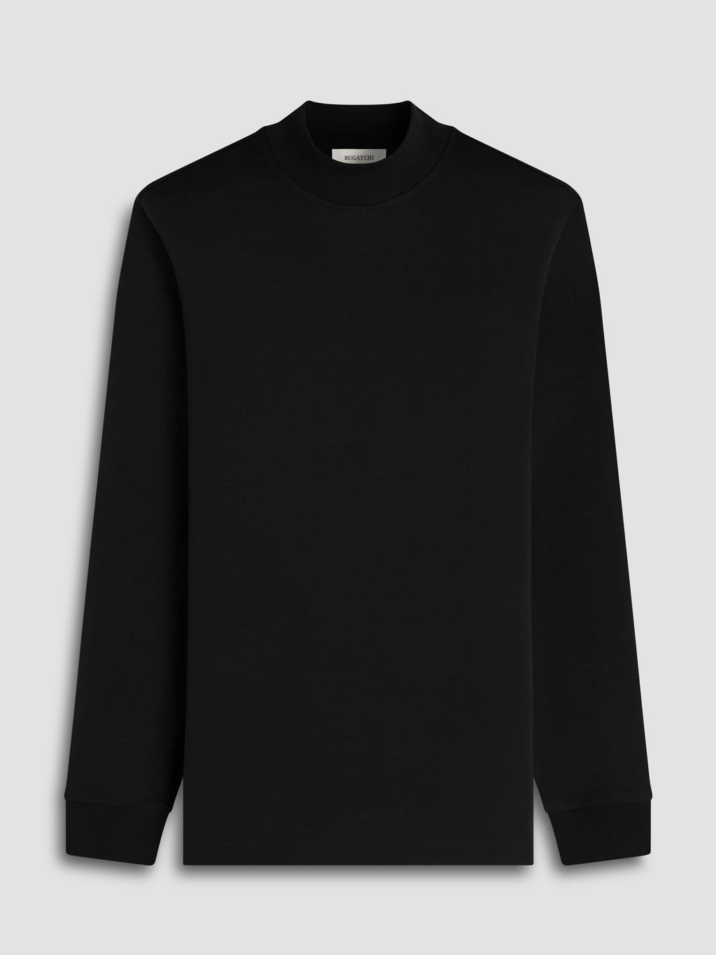 Bugatchi - Solid Mock Neck Long Sleeve Tee - Black