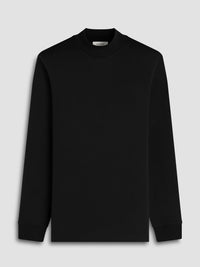 Bugatchi - Solid Mock Neck Long Sleeve Tee - Black