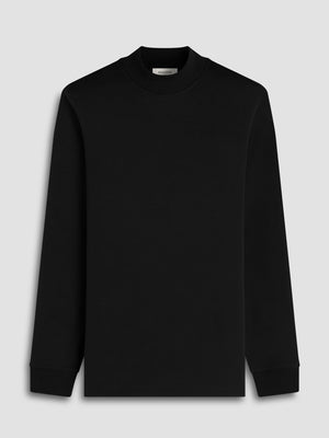 Bugatchi - Solid Mock Neck Long Sleeve Tee - Black