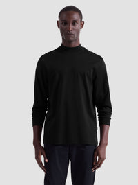 Bugatchi - Solid Mock Neck Long Sleeve Tee - Black