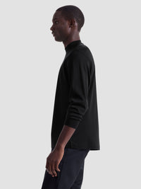 Bugatchi - Solid Mock Neck Long Sleeve Tee - Black