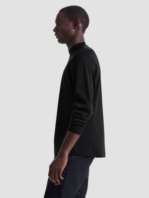 Bugatchi - Solid Mock Neck Long Sleeve Tee - Black