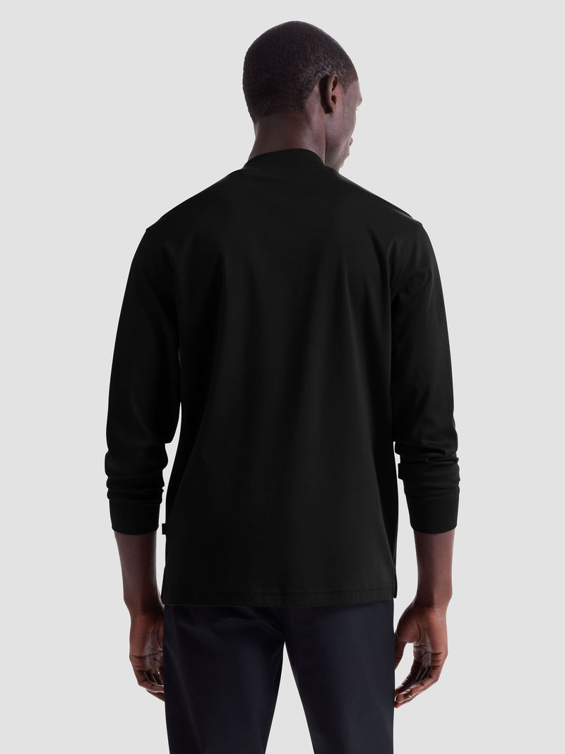 Bugatchi - Solid Mock Neck Long Sleeve Tee - Black