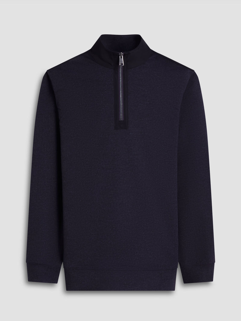 Bugatchi - Twill-Effect Performance Quarter Zip - Eggplant