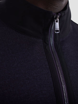 Bugatchi - Twill-Effect Performance Quarter Zip - Eggplant