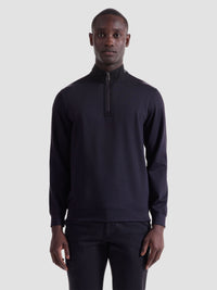 Bugatchi - Twill-Effect Performance Quarter Zip - Eggplant