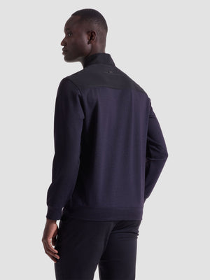 Bugatchi - Twill-Effect Performance Quarter Zip - Eggplant
