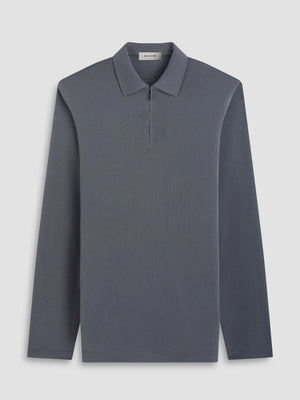 Bugatchi - Long Sleeve Polo - Zinc
