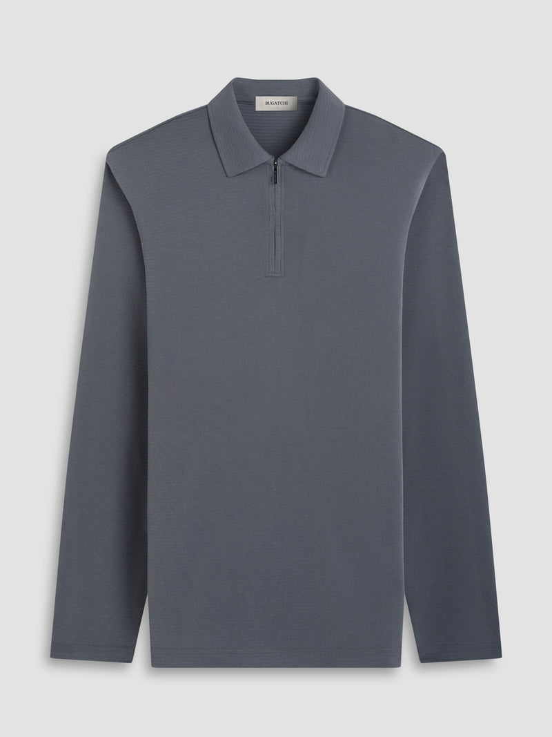 Bugatchi - Long Sleeve Polo - Zinc