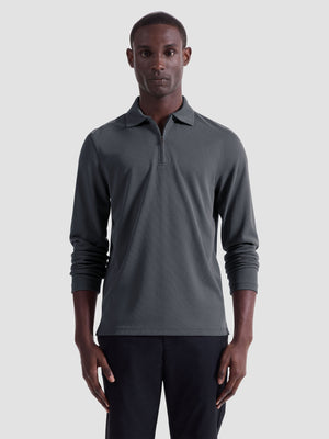 Bugatchi - Long Sleeve Polo - Zinc