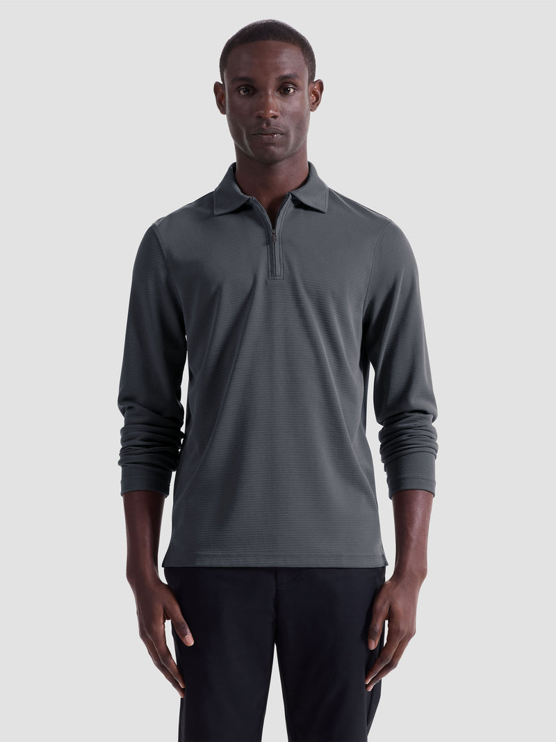 Bugatchi - Long Sleeve Polo - Zinc