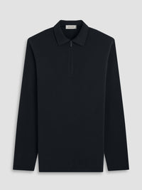 Bugatchi - Long Sleeve Polo - Black
