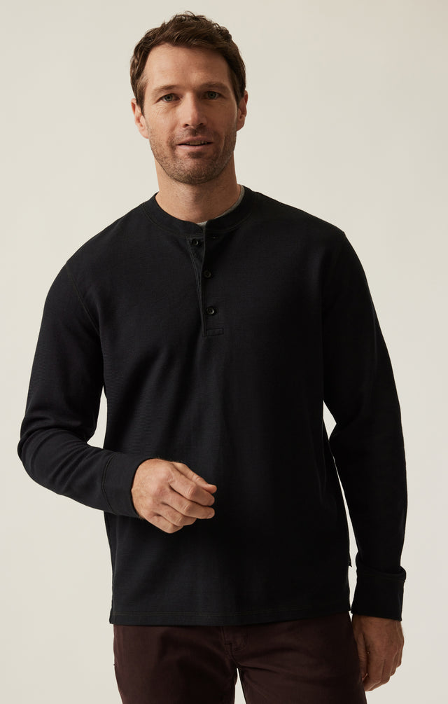 34 Heritage - Long Sleeve Henley In Black