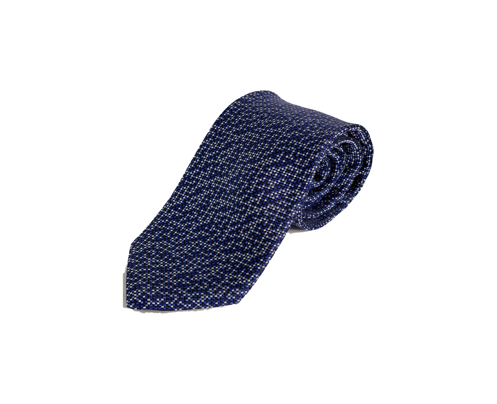 Dion Men's 100% Silk Neck Tie - Texture Dots Blue - BNWT
