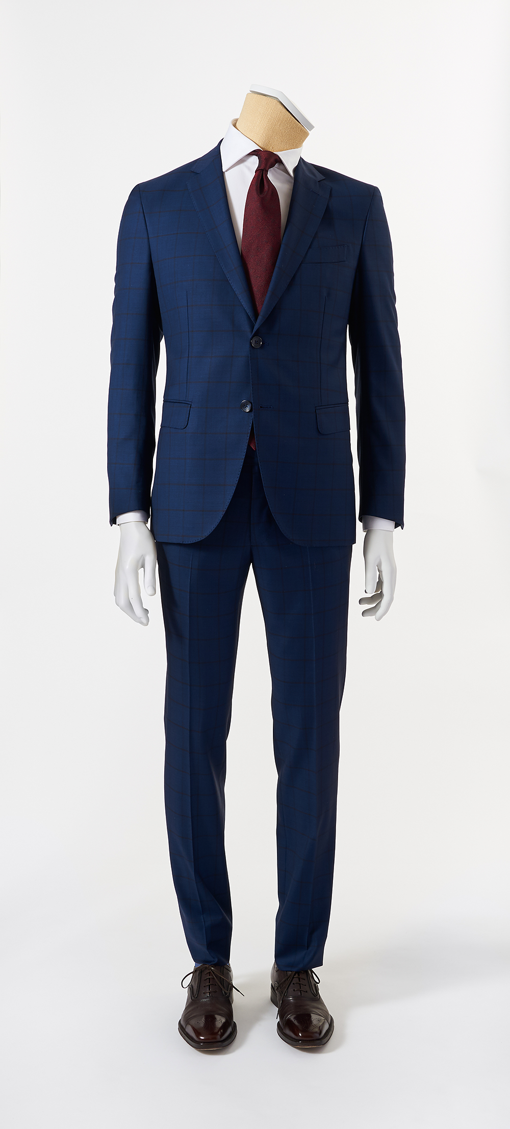 Calvaresi Suit - Royal Blue with Navy Check