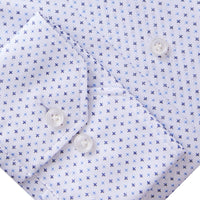 Emanuel Berg White 4Flex Dress Shirt With Navy Micro Print