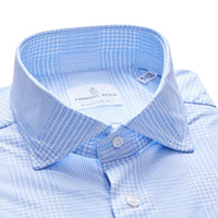 Emanuel Berg Light Blue Houndstooth Checked 4Flex Dress Shirt