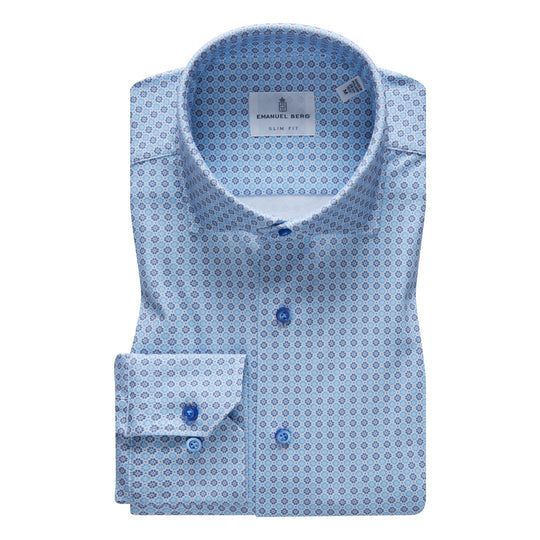 Emanuel Berg - Dress Shirt- MODERN 4FLEX STRETCH KNIT SHIRT - Chain Link Print