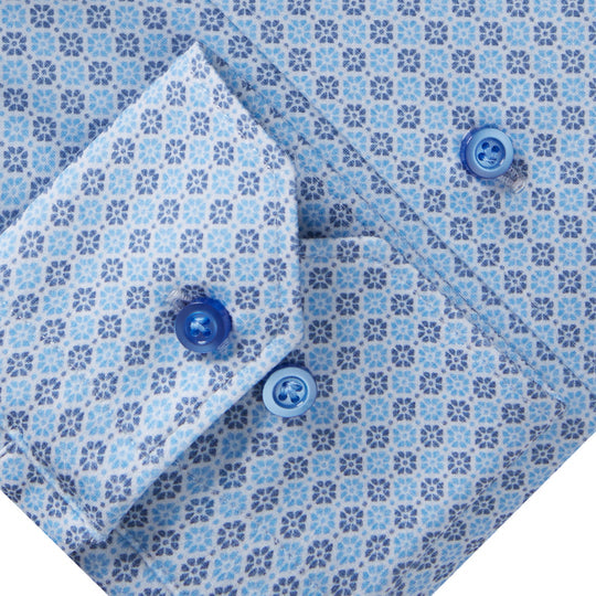 Emanuel Berg - Men's  Dress Shirt- MODERN 4FLEX STRETCH KNIT SHIRT - Chain Link Print