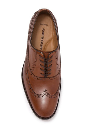 Johnston & Murphy Shoes Bradford Wing Tip Oxford Tan 15-2640