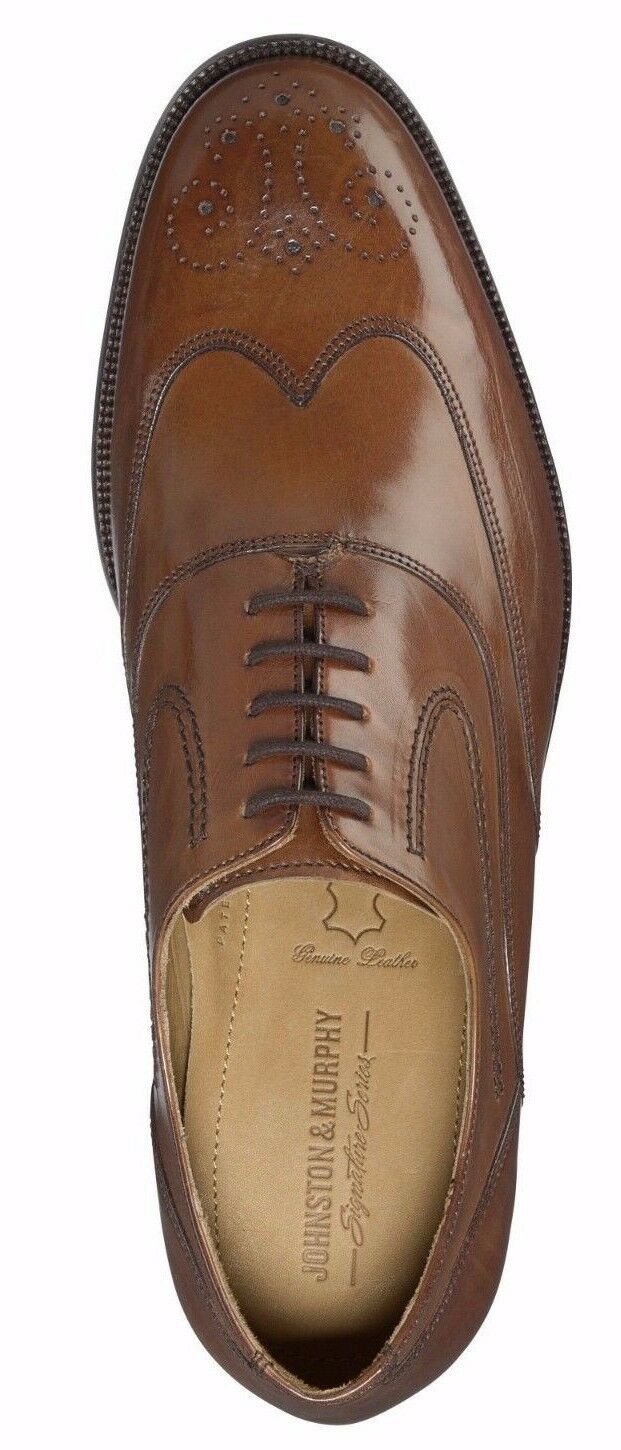 Johnston and Murphy Shoes - Stratton Tan Italian Calfskin Wingtip 15-7070