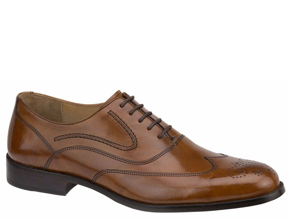 Johnston and Murphy Shoes - Stratton Tan Italian Calfskin Wingtip 15-7070