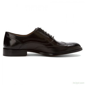 Johnston & Murphy Stratton Wingtip Oxfords in Black Calfskin | Men's Shoes 15-7071