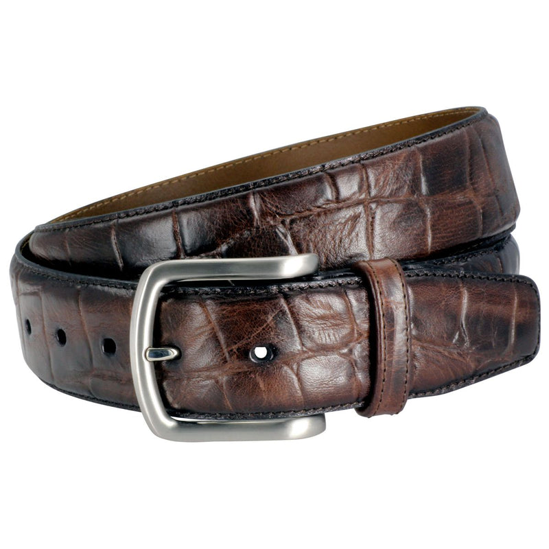 Lindenmann Men's Belt Leather Textured - Brown